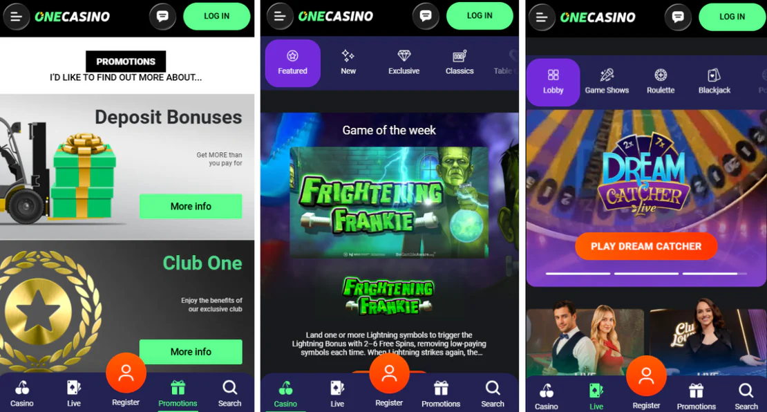 OneCasino casino mobile browser